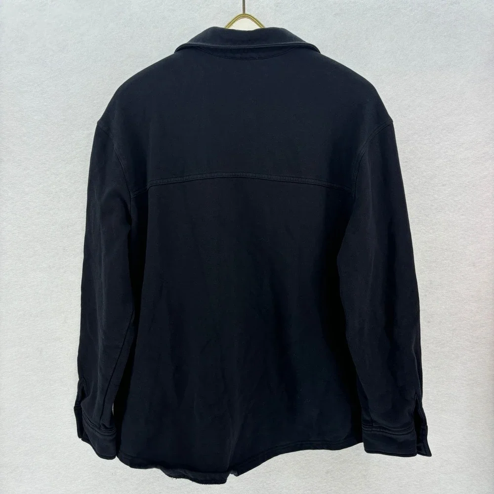 GOOD AMERICAN Black Shacket 3/4 L XL Oversized Button Front Shirt Jacket